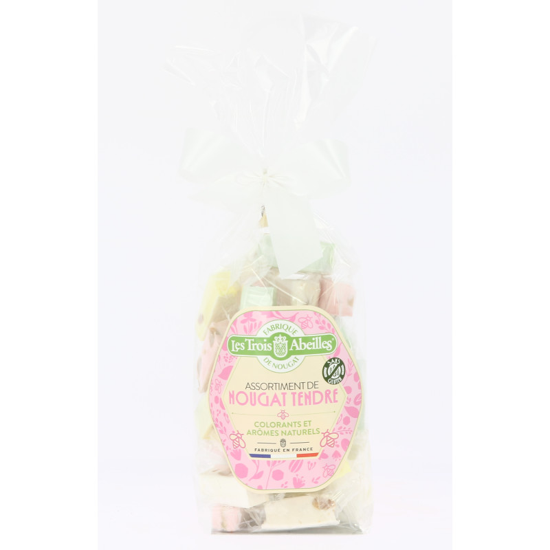 Sac de nougat tendre Couleur 15% d'amandes - 300 g - Carton de 18 unités